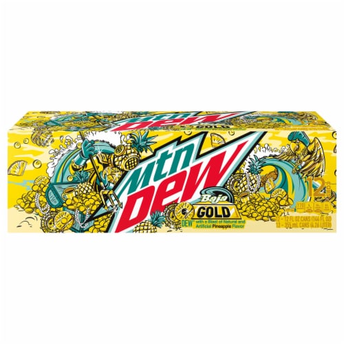 Mountain Dew Baja Gold Soda Cans Perspective: front