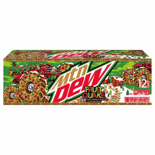 Mtn Dew Fruit Quake Soda Cans Perspective: front