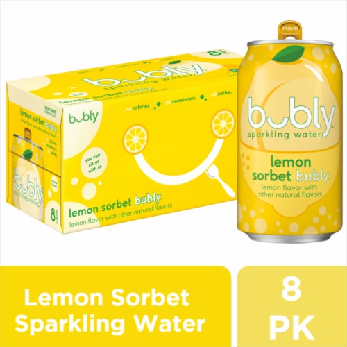 Bubly™ Lemon Sorbet Flavored Sparkling Water Cans Perspective: front