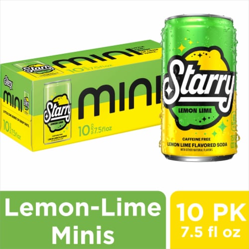 Starry Lemon Lime Soda, Caffeine Free, Mini Cans, 7.5 Ounce (Pack of 10)