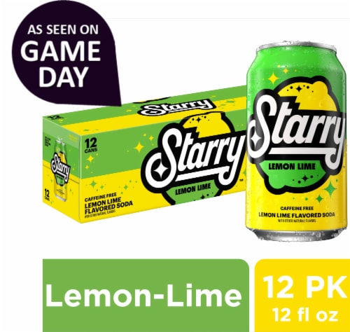 Starry™ Lemon Lime Caffeine Free Soda Cans Perspective: front