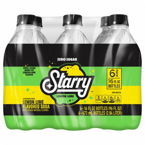 Pepsi Cola® Starry™ Zero Sugar Lemon Lime Caffeine Free Soda Bottles Perspective: front