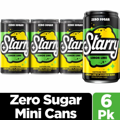 Starry™ Zero Sugar Lemon Lime Caffeine Free Soda Mini Cans Perspective: front