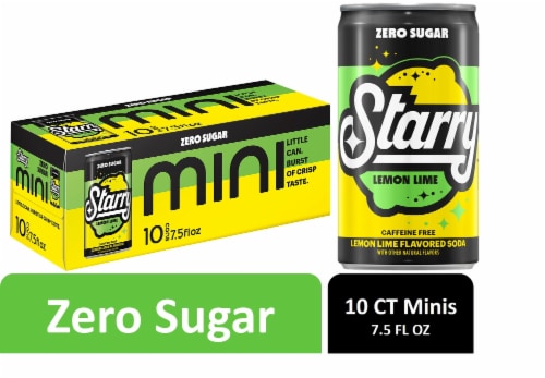 Starry™ Zero Sugar Lemon Lime Caffeine Free Soda Mini Cans Perspective: front