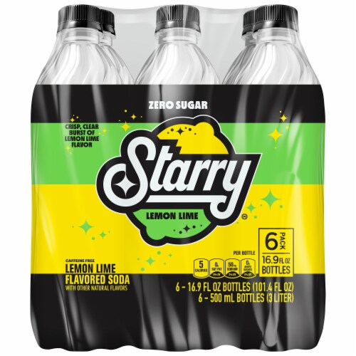 Starry® Lemon Lime Zero Sugar Soda Bottles Perspective: front