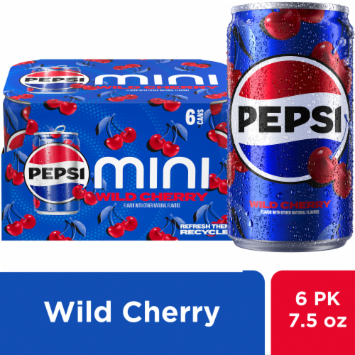 Pepsi Wild Cherry Cola Soda Pop Mini Cans Perspective: front