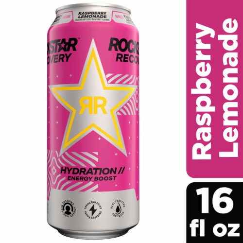Rockstar® Recovery Raspberry Lemonade Energy Drink Can Perspective: front