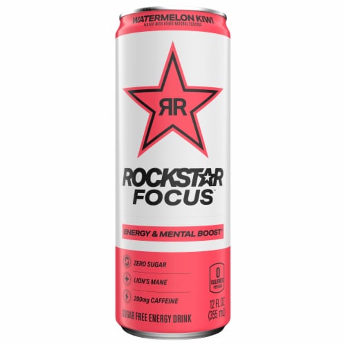Rockstar Focus™ Watermelon Kiwi Energy Drink Single Can Perspective: front