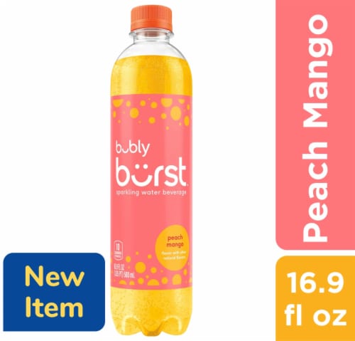Bubly® Burst Peach Mango Sparkling Water Bottle Perspective: front