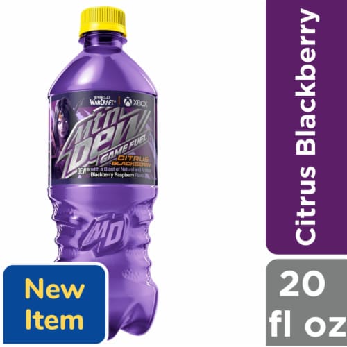 Mtn Dew Game Fuel Soda Citrus Blackberry Perspective: front