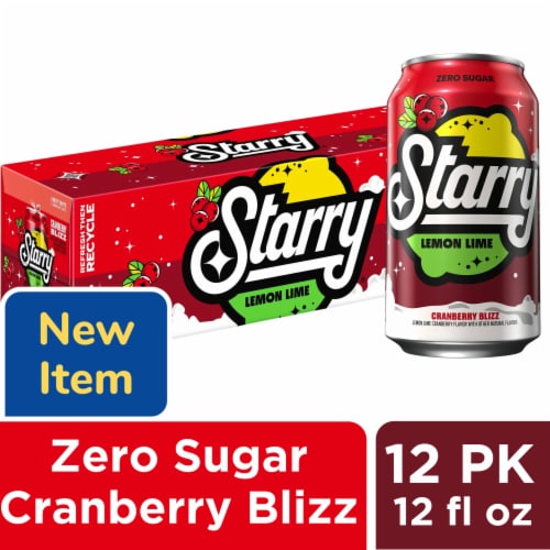 Starry® Zero Sugar Cranberry Blizz Soda Cans Perspective: front