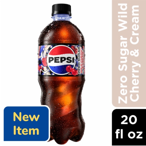Pepsi® Zero Sugar Wild Cherry & Cream Soda Bottle Perspective: front
