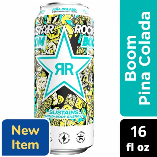 Rockstar® Boom Pina Colada Energy Drink Can Perspective: front