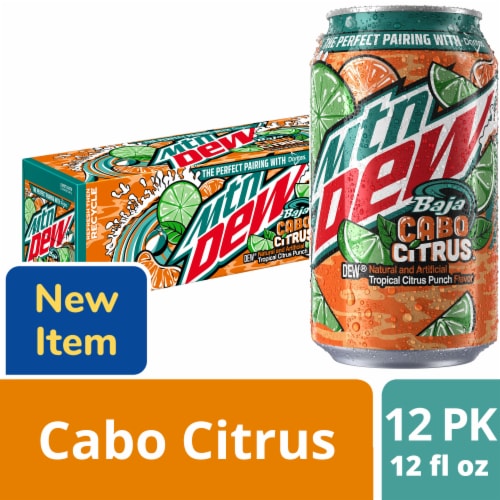 Mountain Dew® Baja Blast Cabo Citrus Soda Cans Perspective: front