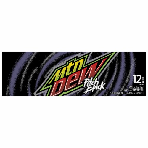 Mountain Dew Pitch Black Soda Cans Perspective: front