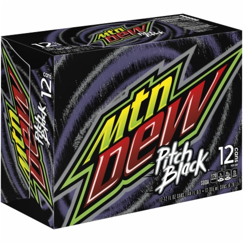 Mountain Dew Pitch Black Soda, 12 cans / 12 fl oz Kroger