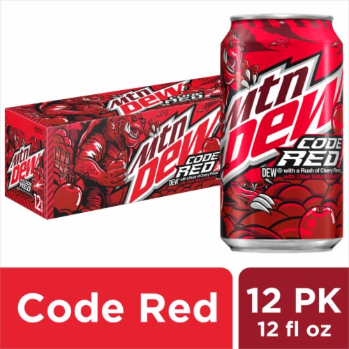 Mountain Dew® Code Red Soda Cans Perspective: front