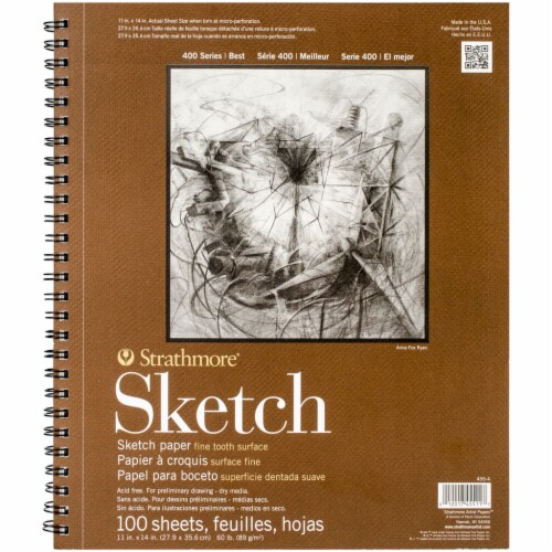 Strathmore Sketch Spiral Paper Pad 11 X14 -100 Sheets Perspective: front