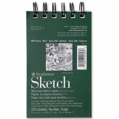 Strathmore 400 Series Pocket Recycled Sketch Paper Pad - 24 Sheet - White Perspective: front