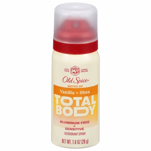 Old Spice® Men's Total Body Deodorant Spray Shea Nut + Vanilla Aluminum Free & Sensitive Perspective: front
