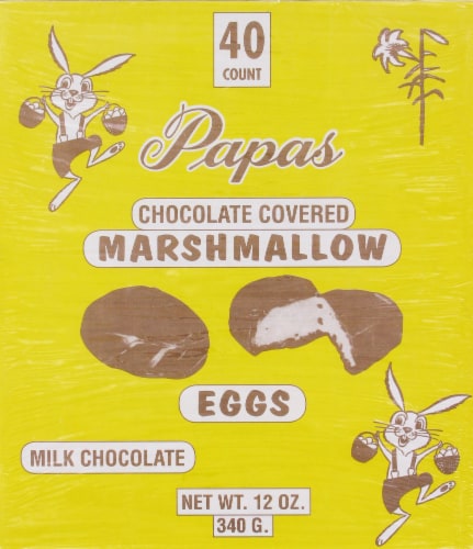 Papas Milk Chocolate Covered Marshmallow Eggs Perspective: front