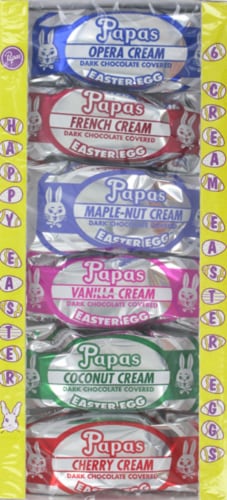 Papas Dark Chocolate Cream Assorted Easter Eggs Perspective: front