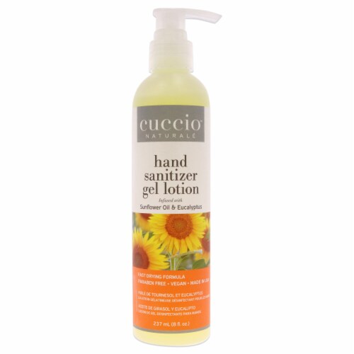 Cuccio Naturale Hand Sanitizer Gel Lotion  Sunflower Oil and Eucalyptus 8 oz Perspective: front