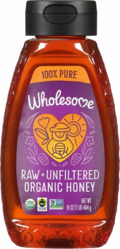 Wholesome™ Sweeteners Fair Trade Organic Raw Unfiltered Honey Perspective: front