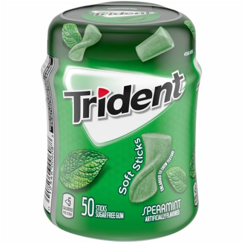 Trident Unwrapped Spearmint Sugar Free Gum Perspective: front