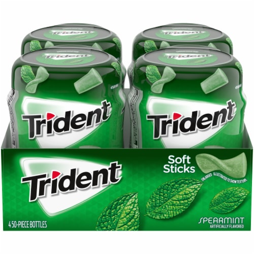 Trident Unwrapped Spearmint Sugar Free Gum 200 Count Perspective: front