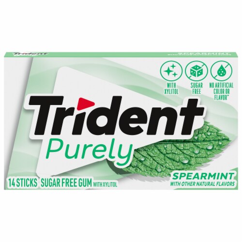 Trident Purely Spearmint Sugar Free Gum Perspective: front