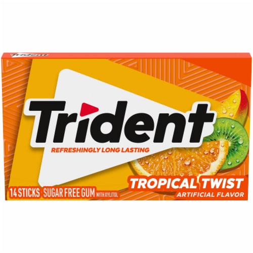 Trident Tropical Twist Sugar Free Gum Perspective: front