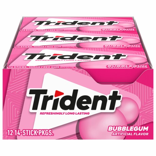 Trident Sugar Free Bubblegum Gum Perspective: front