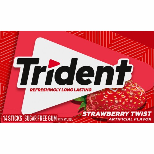 Trident Sugar Free Strawberry Twist Gum Perspective: front