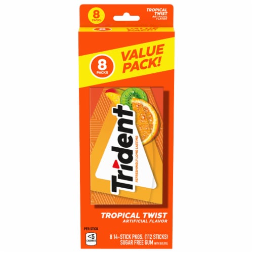 Trident Value Pack Tropical Twist Sugar Free Gum Perspective: front