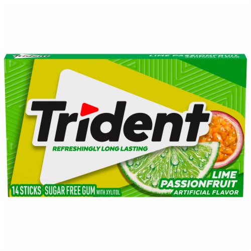 Trident Lime Passionfruit Sugar Free Gum Perspective: front
