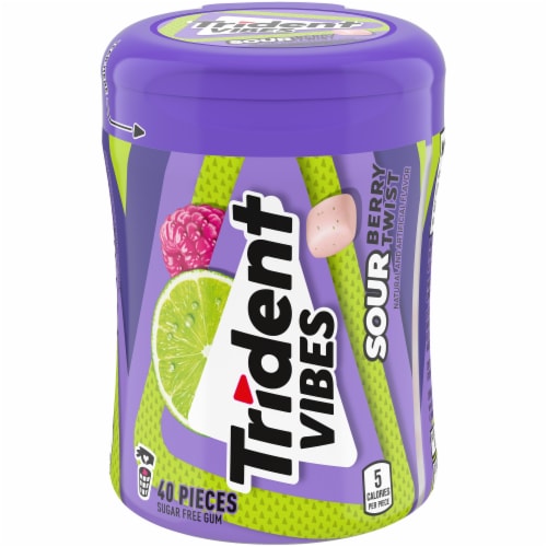 Trident Vibes Sour Sugar Free Gum Berry Twist Flavor Perspective: front