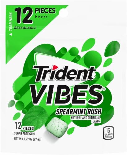 Trident Vibes Spearmint Gum Pouch Perspective: front