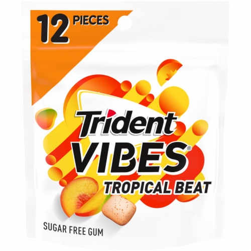 Trident Vibes Tropical Beat Sugar Free Gum Perspective: front