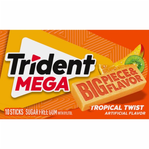 Trident Mega Tropical Twist Sugar Free Gum Perspective: front