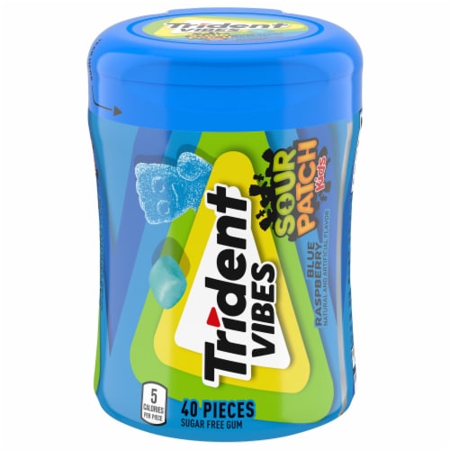 Trident Vibes Sour Patch Kids Blue Raspberry Sugar Free Gum Perspective: front