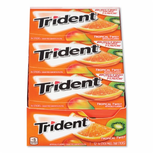 Trident Sugar Free Tropical Twist Gum Perspective: front