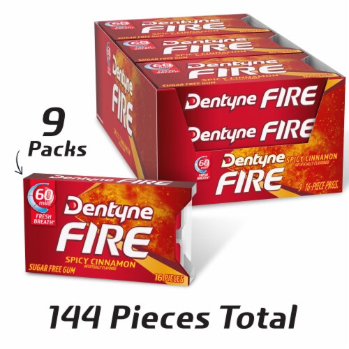Dentyne Fire Spicy Cinnamon Sugar Free Gum Perspective: front