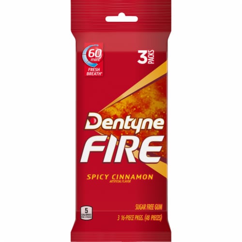 Dentyne Spicy Cinnamon Sugar Free Gum Perspective: front