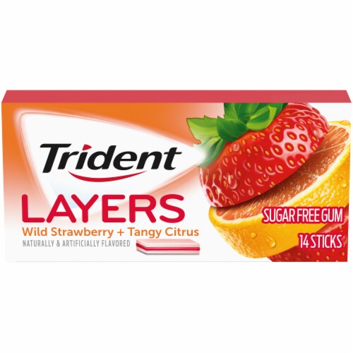 Trident Layers Strawberry & Citrus Sugar Free Gum Perspective: front