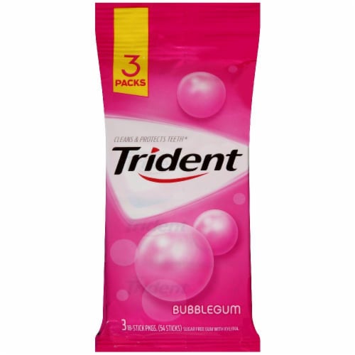Trident Bubblegum Flavor Sugar Free Gum Perspective: front