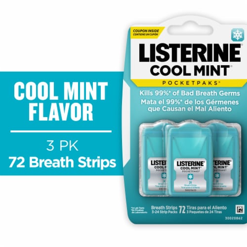 Listerine Cool Mint Pocketpaks Breath Strips, 3 pk / 24 ct - Fry's