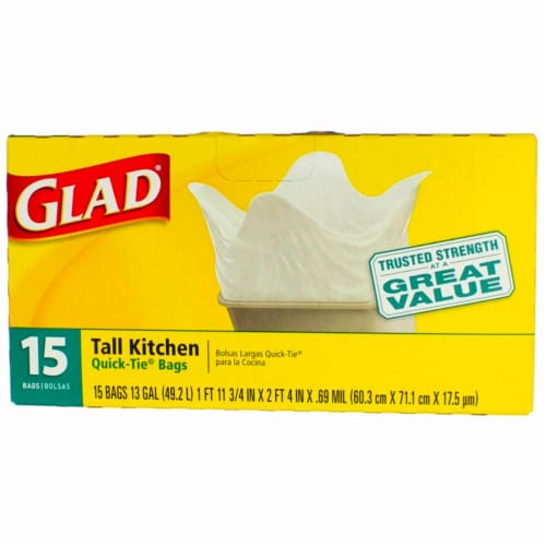 Glad Clear Kitchen Tall 13 Gallon Drawstring Trash Bags, 45 ct - Ralphs