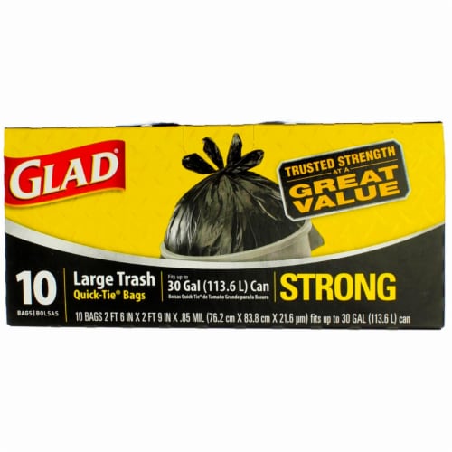 Glad Trash Bags, Quick-Tie, Large, 30 Gallon - 40 bags