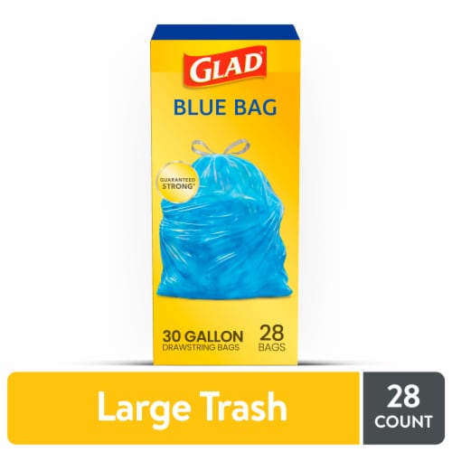 Glad 30 Gallon Recycling Large Drawstring Blue Trash Bags, 28 ct - Foods Co.